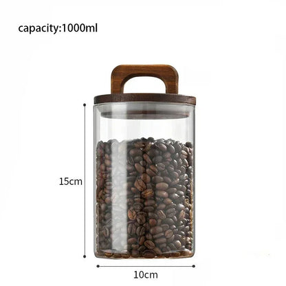 SealNest™ Glass Storage Jar with Wooden Lid – Airtight Kitchen Canister for Coffee, Tea, Spices & More