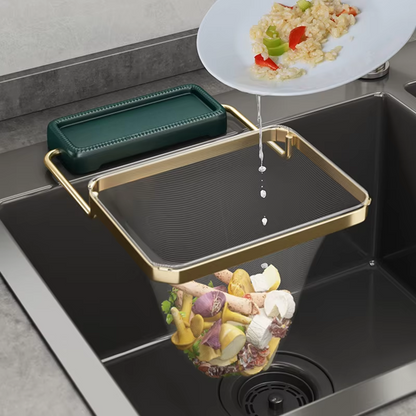 SinkNest™ Triangle Drain Rack – Hanging Strainer Basket with Suction Cups for Kitchen Waste, Fruits & Veggies